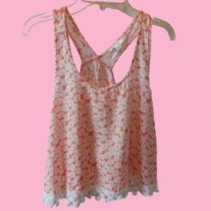 Mine daysi lace tank top sleeveless size M orange/wht/yellow